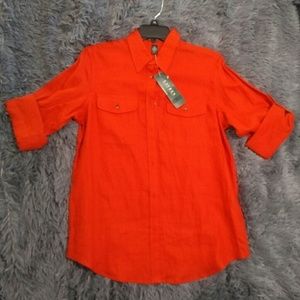 Nwt! 100% linen Lauren by Ralph Lauren RED M